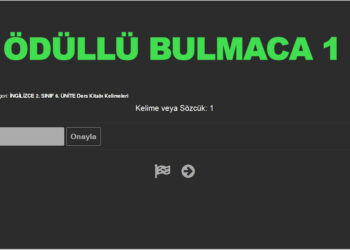 ÖDÜLLÜ BULMACA – 1 (İNGİLİZCE 2. SINIF 6. ÜNİTE Ders Kitabı Kelimeleri)