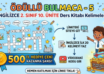 ÖDÜLLÜ BULMACA – 5 (İNGİLİZCE 2. SINIF 10. ÜNİTE Ders Kitabı Kelimeleri)